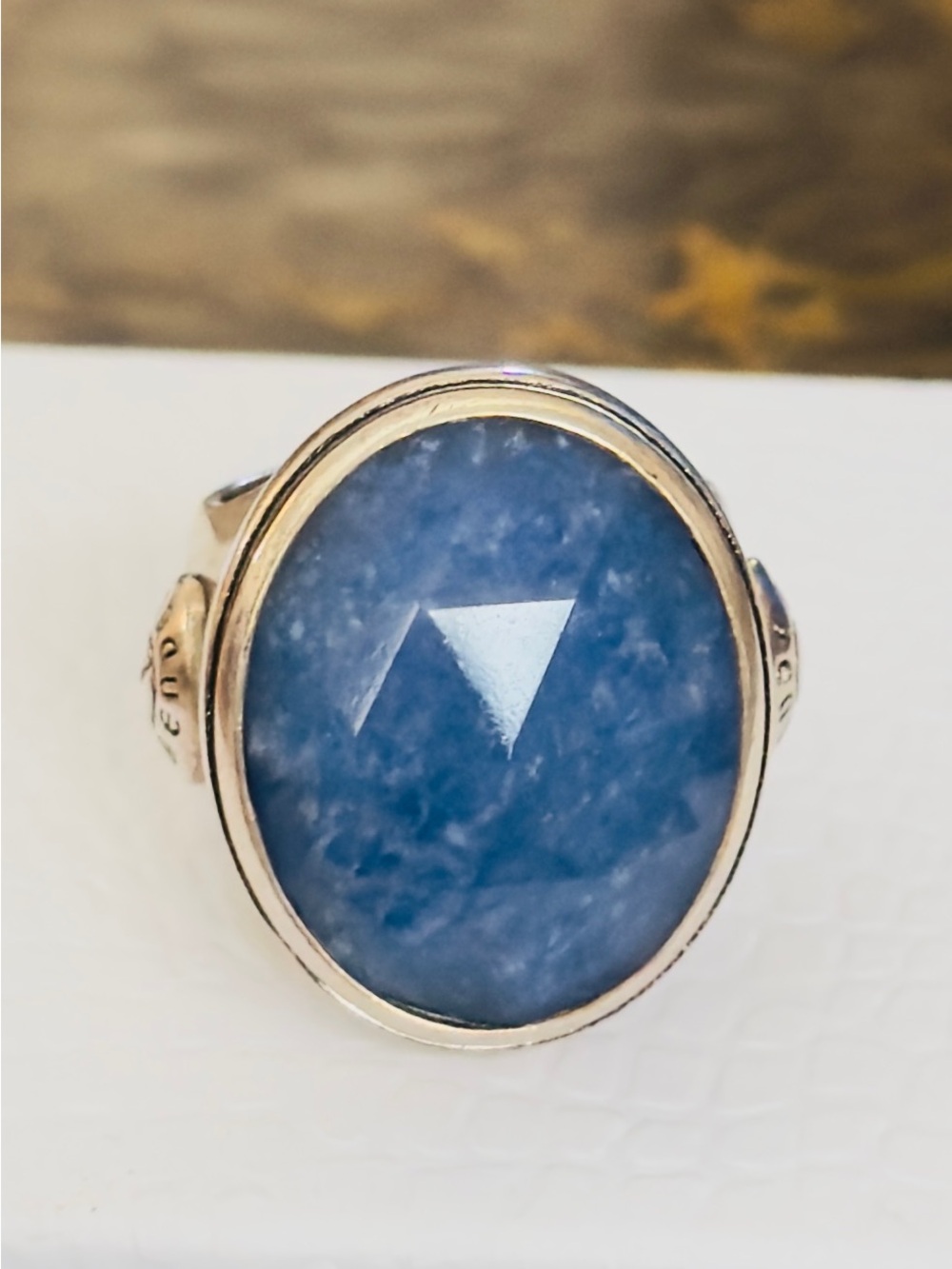 Henri Bendel Blue & Silver Dome Cocktail Ring 8 wide size, Unisex
